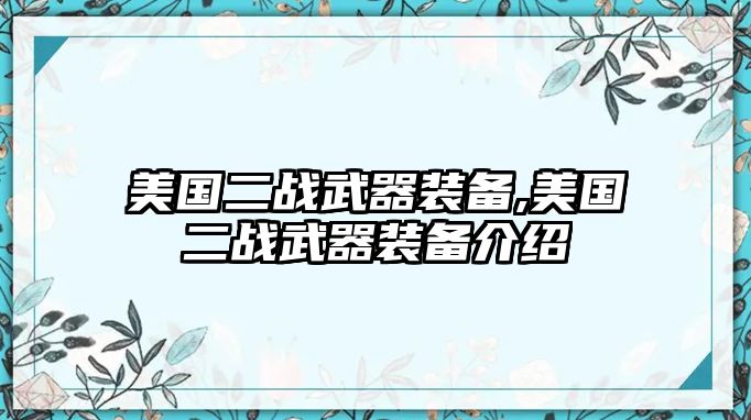 美國(guó)二戰(zhàn)武器裝備,美國(guó)二戰(zhàn)武器裝備介紹