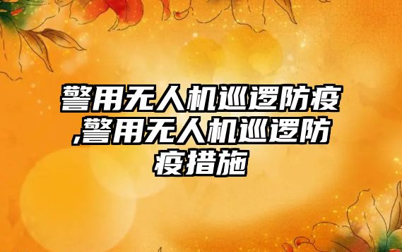 警用無人機巡邏防疫,警用無人機巡邏防疫措施