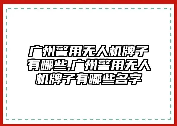 廣州警用無人機牌子有哪些,廣州警用無人機牌子有哪些名字