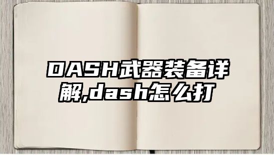 DASH武器裝備詳解,dash怎么打