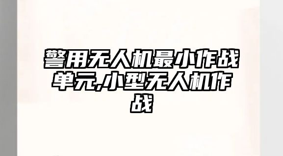 警用無人機最小作戰單元,小型無人機作戰