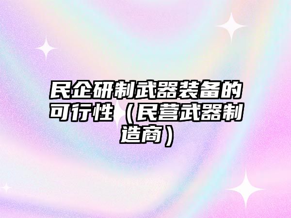 民企研制武器裝備的可行性（民營武器制造商）