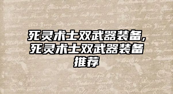 死靈術士雙武器裝備,死靈術士雙武器裝備推薦