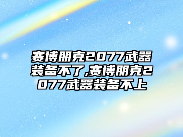 賽博朋克2077武器裝備不了,賽博朋克2077武器裝備不上