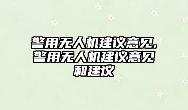 警用無人機建議意見,警用無人機建議意見和建議