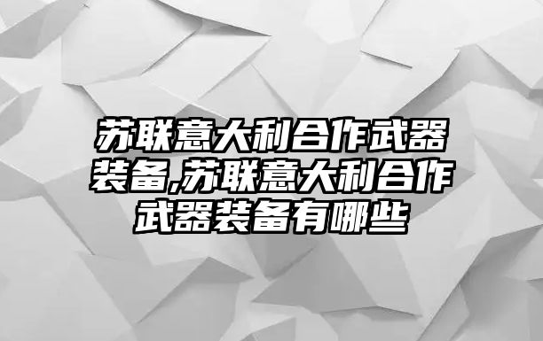 蘇聯(lián)意大利合作武器裝備,蘇聯(lián)意大利合作武器裝備有哪些