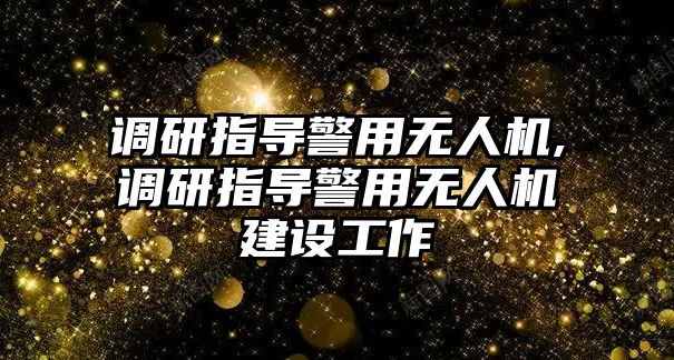 調研指導警用無人機,調研指導警用無人機建設工作