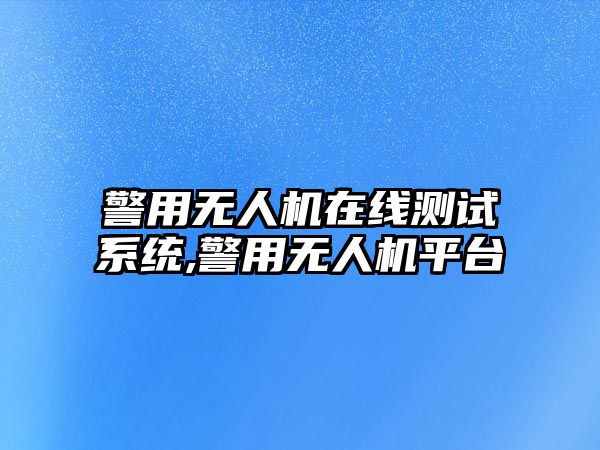 警用無人機在線測試系統,警用無人機平臺