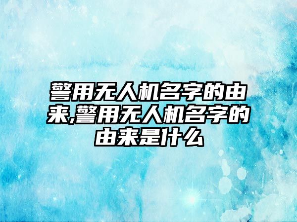 警用無人機名字的由來,警用無人機名字的由來是什么