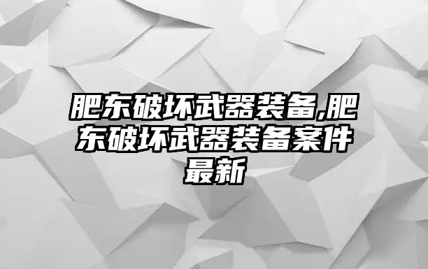 肥東破壞武器裝備,肥東破壞武器裝備案件最新