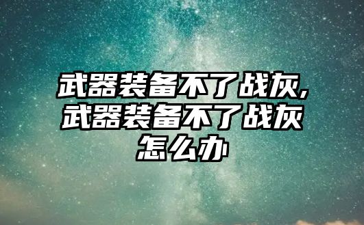 武器裝備不了戰灰,武器裝備不了戰灰怎么辦