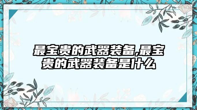 最寶貴的武器裝備,最寶貴的武器裝備是什么