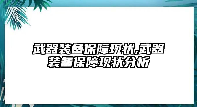 武器裝備保障現(xiàn)狀,武器裝備保障現(xiàn)狀分析