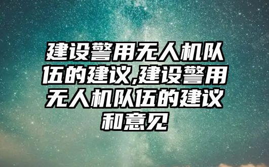 建設(shè)警用無人機(jī)隊(duì)伍的建議,建設(shè)警用無人機(jī)隊(duì)伍的建議和意見