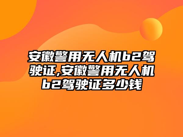 安徽警用無人機(jī)b2駕駛證,安徽警用無人機(jī)b2駕駛證多少錢