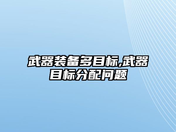 武器裝備多目標,武器目標分配問題