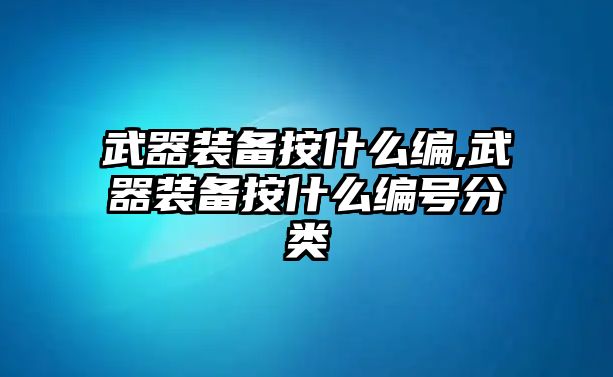 武器裝備按什么編,武器裝備按什么編號分類