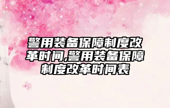 警用裝備保障制度改革時(shí)間,警用裝備保障制度改革時(shí)間表