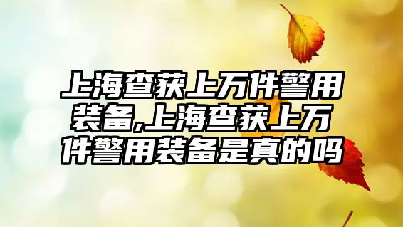 上海查獲上萬件警用裝備,上海查獲上萬件警用裝備是真的嗎