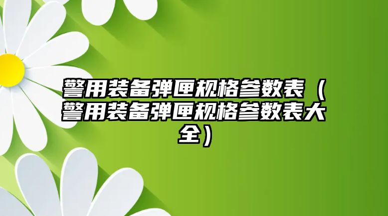 警用裝備彈匣規格參數表（警用裝備彈匣規格參數表大全）