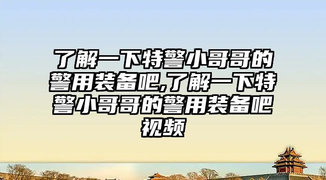 了解一下特警小哥哥的警用裝備吧,了解一下特警小哥哥的警用裝備吧視頻