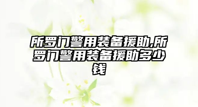 所羅門警用裝備援助,所羅門警用裝備援助多少錢