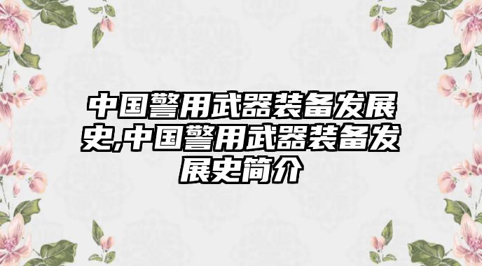 中國警用武器裝備發展史,中國警用武器裝備發展史簡介