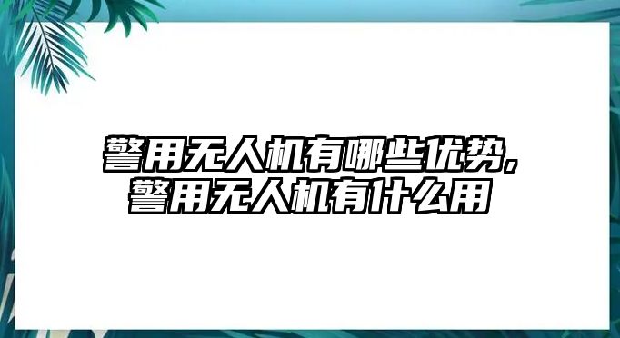 警用無人機有哪些優勢,警用無人機有什么用