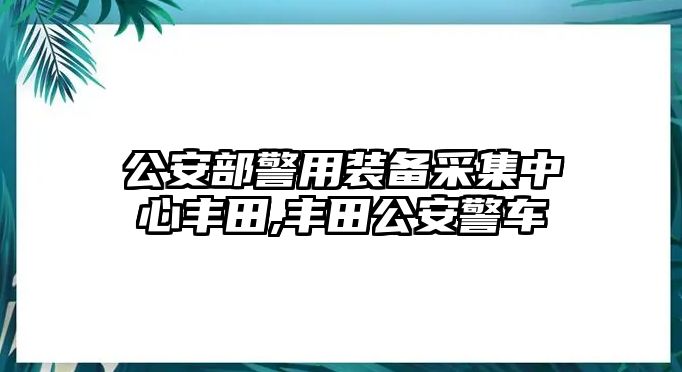 公安部警用裝備采集中心豐田,豐田公安警車