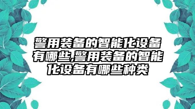 警用裝備的智能化設備有哪些,警用裝備的智能化設備有哪些種類