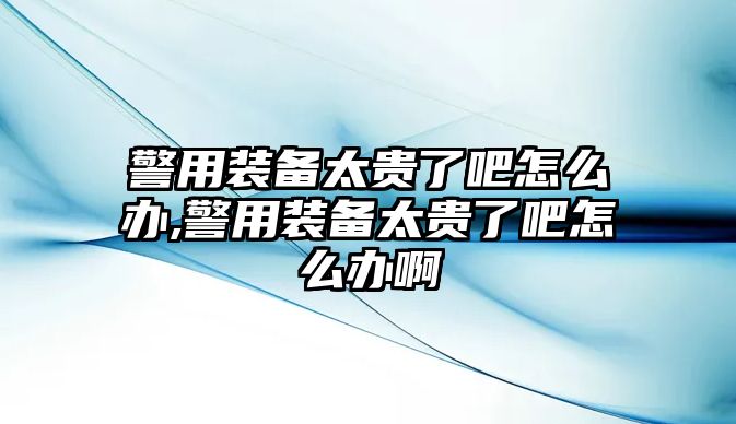 警用裝備太貴了吧怎么辦,警用裝備太貴了吧怎么辦啊