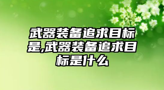 武器裝備追求目標(biāo)是,武器裝備追求目標(biāo)是什么