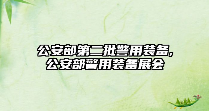 公安部第二批警用裝備,公安部警用裝備展會