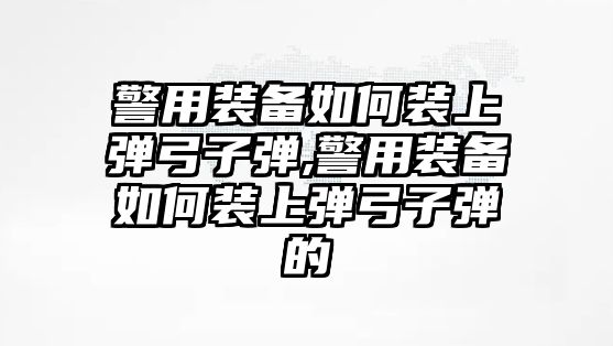 警用裝備如何裝上彈弓子彈,警用裝備如何裝上彈弓子彈的