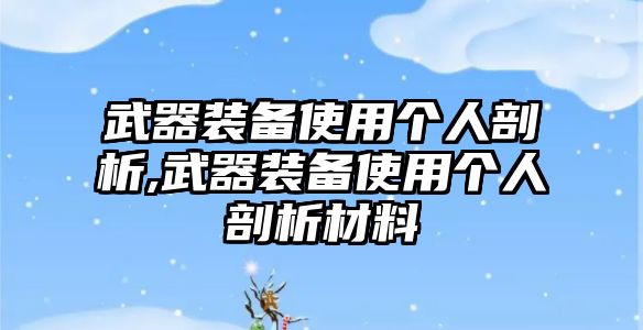 武器裝備使用個(gè)人剖析,武器裝備使用個(gè)人剖析材料