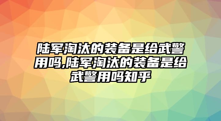 陸軍淘汰的裝備是給武警用嗎,陸軍淘汰的裝備是給武警用嗎知乎