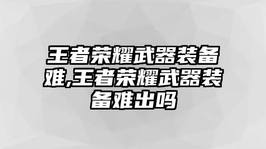 王者榮耀武器裝備難,王者榮耀武器裝備難出嗎