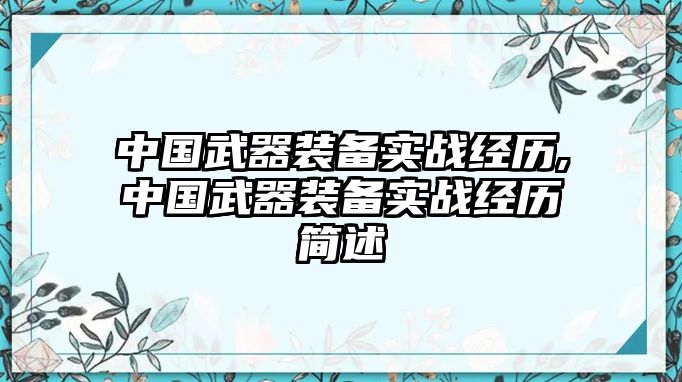 中國(guó)武器裝備實(shí)戰(zhàn)經(jīng)歷,中國(guó)武器裝備實(shí)戰(zhàn)經(jīng)歷簡(jiǎn)述