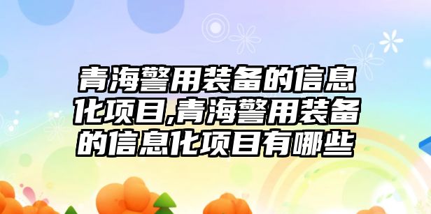 青海警用裝備的信息化項目,青海警用裝備的信息化項目有哪些