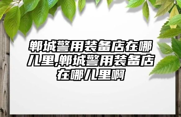 鄲城警用裝備店在哪兒里,鄲城警用裝備店在哪兒里啊