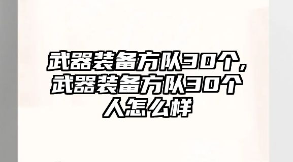 武器裝備方隊30個,武器裝備方隊30個人怎么樣