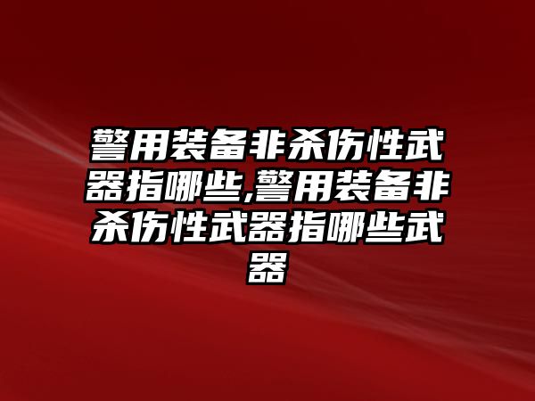 警用裝備非殺傷性武器指哪些,警用裝備非殺傷性武器指哪些武器