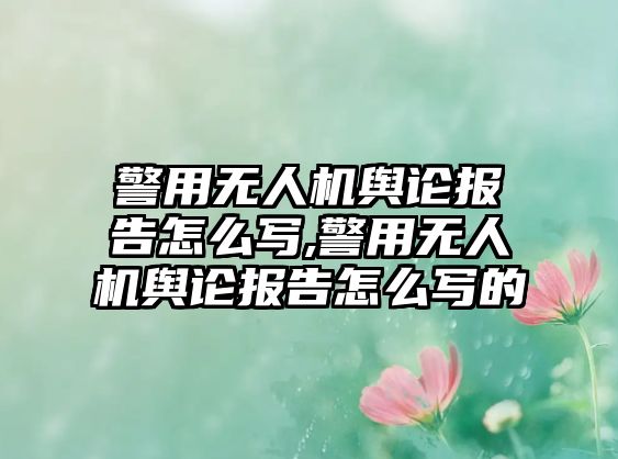 警用無人機輿論報告怎么寫,警用無人機輿論報告怎么寫的