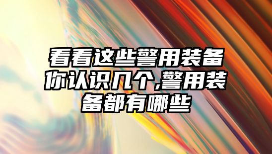 看看這些警用裝備你認識幾個,警用裝備都有哪些