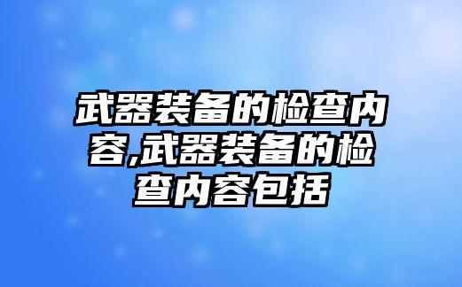 武器裝備的檢查內容,武器裝備的檢查內容包括