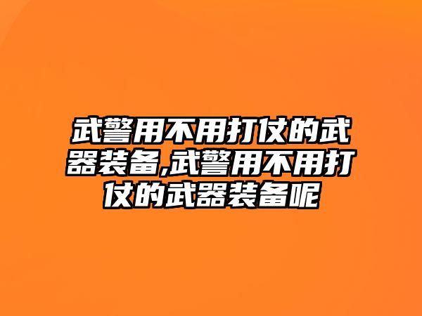 武警用不用打仗的武器裝備,武警用不用打仗的武器裝備呢