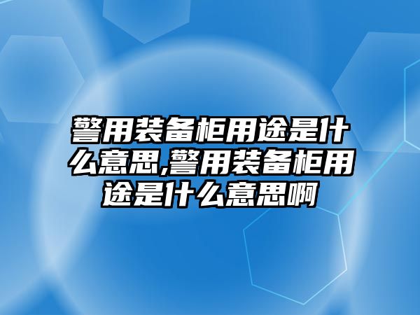 警用裝備柜用途是什么意思,警用裝備柜用途是什么意思啊