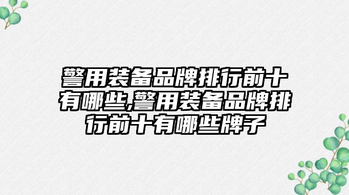 警用裝備品牌排行前十有哪些,警用裝備品牌排行前十有哪些牌子