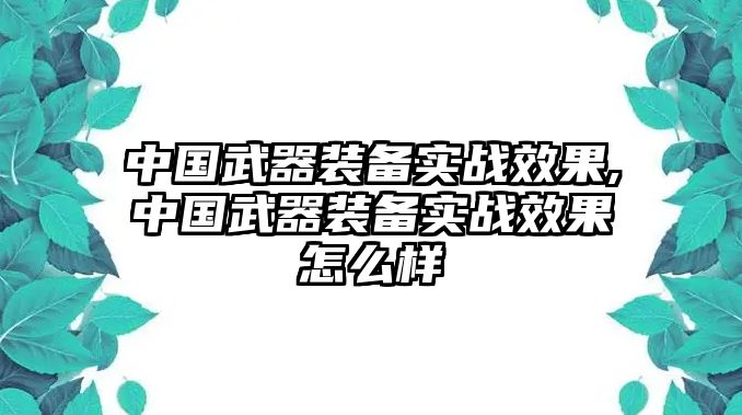 中國武器裝備實戰效果,中國武器裝備實戰效果怎么樣