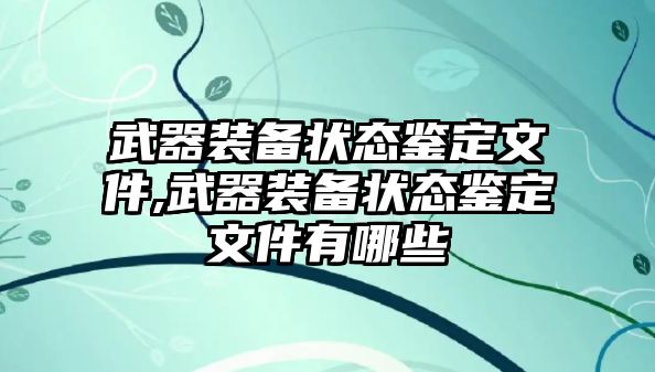 武器裝備狀態鑒定文件,武器裝備狀態鑒定文件有哪些